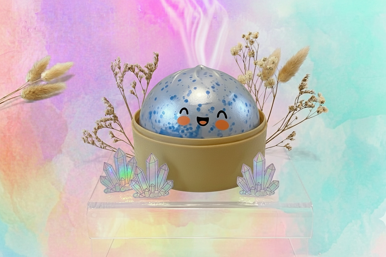 Blue Glitter transparent Dumpling Stress Squishy