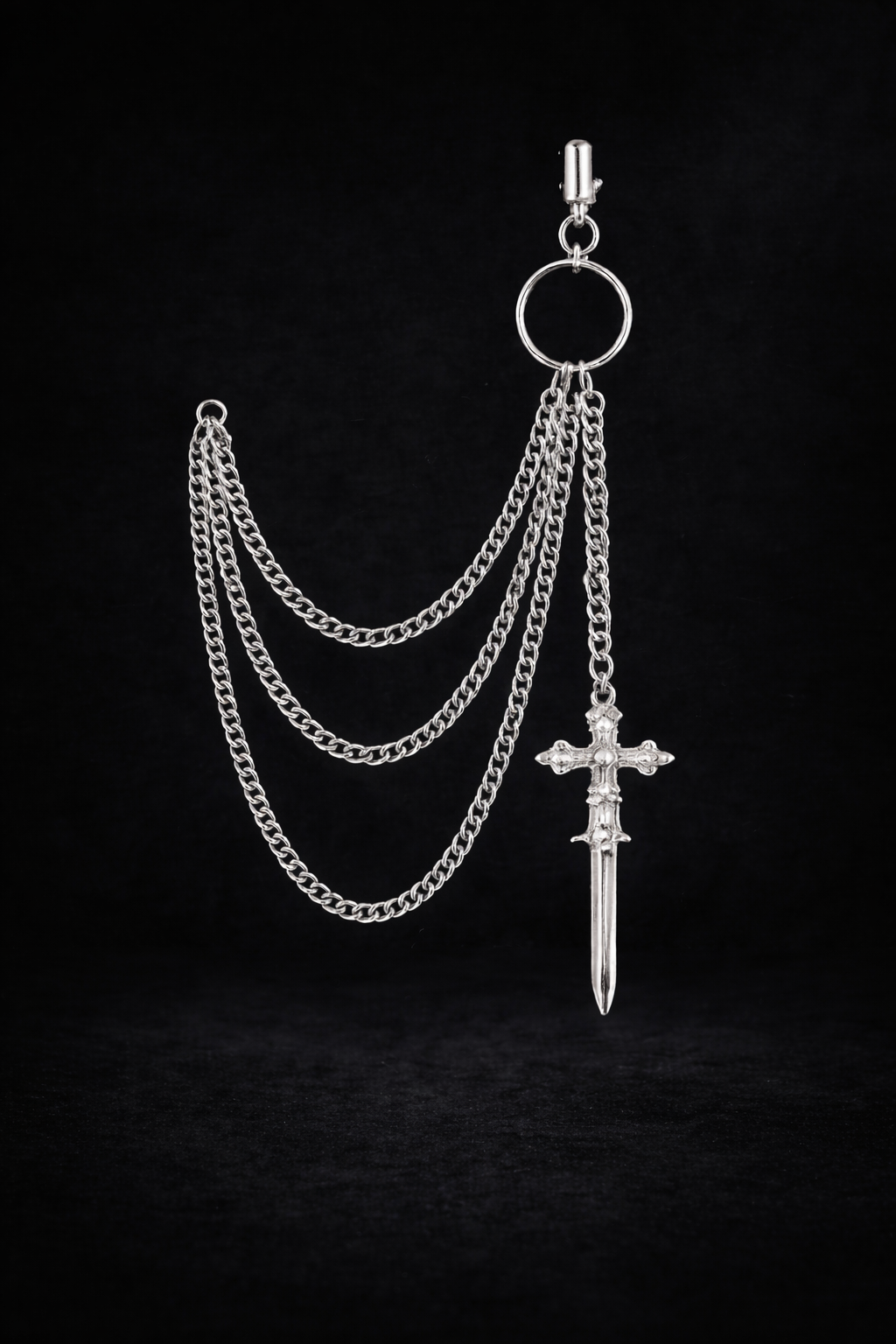 Urban Punk Chain Cross Keyring